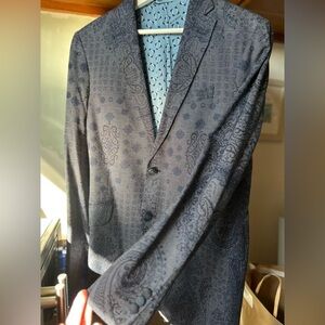 Etro Dark Blue Paisley & Micro-Pattern Sport Coat